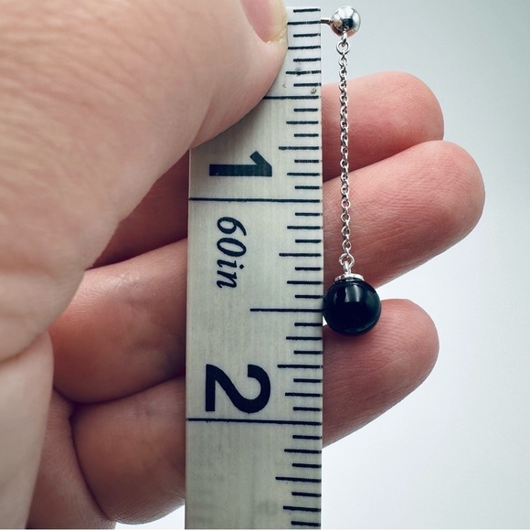 Retired Tiffany & Co. Ziegfeld Onyx Drop Earrings Sterling Silver with Packaging - Picture 10 of 12